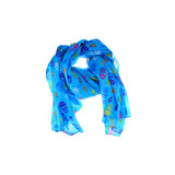 Fashion Colorful Skull Head Printed Voile Scarves Shawl - Blue