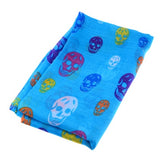 Fashion Colorful Skull Head Printed Voile Scarves Shawl - Blue